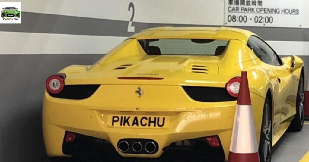 A Yellow Ferrari With "Pikachu" License Plate In Hong Kong