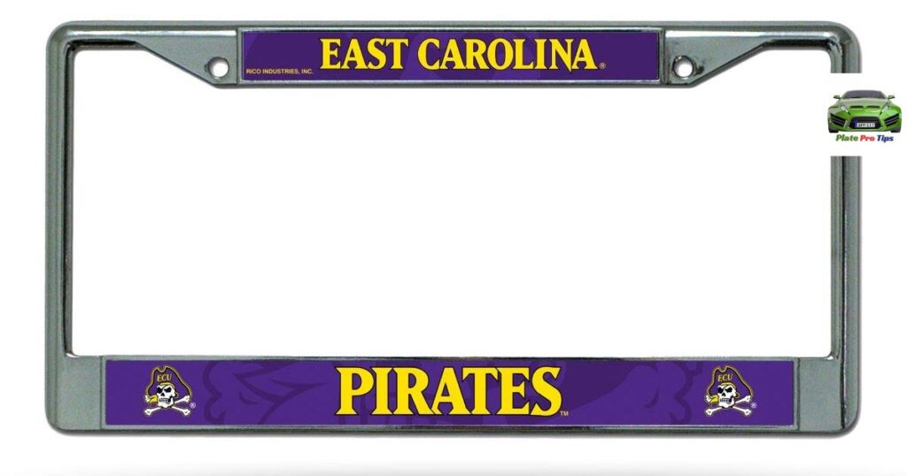 East Carolina University Pirates Chrome Metal License Plate Frame